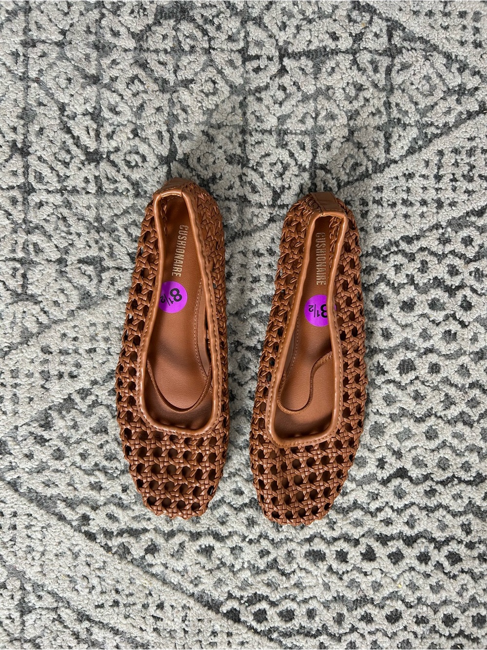 Cushionaire Woven Leather-Look Ballet Flats - Brown